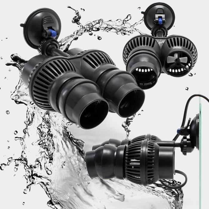 EXLECO Pompe à Onde pour Aquarium Wavemaker 6000L/H 12Watt Pompe de Brassage de Circulation JVP-201A pour Aquariums de 100~150cm pour Eau Douce et Salée avec Ventouse 