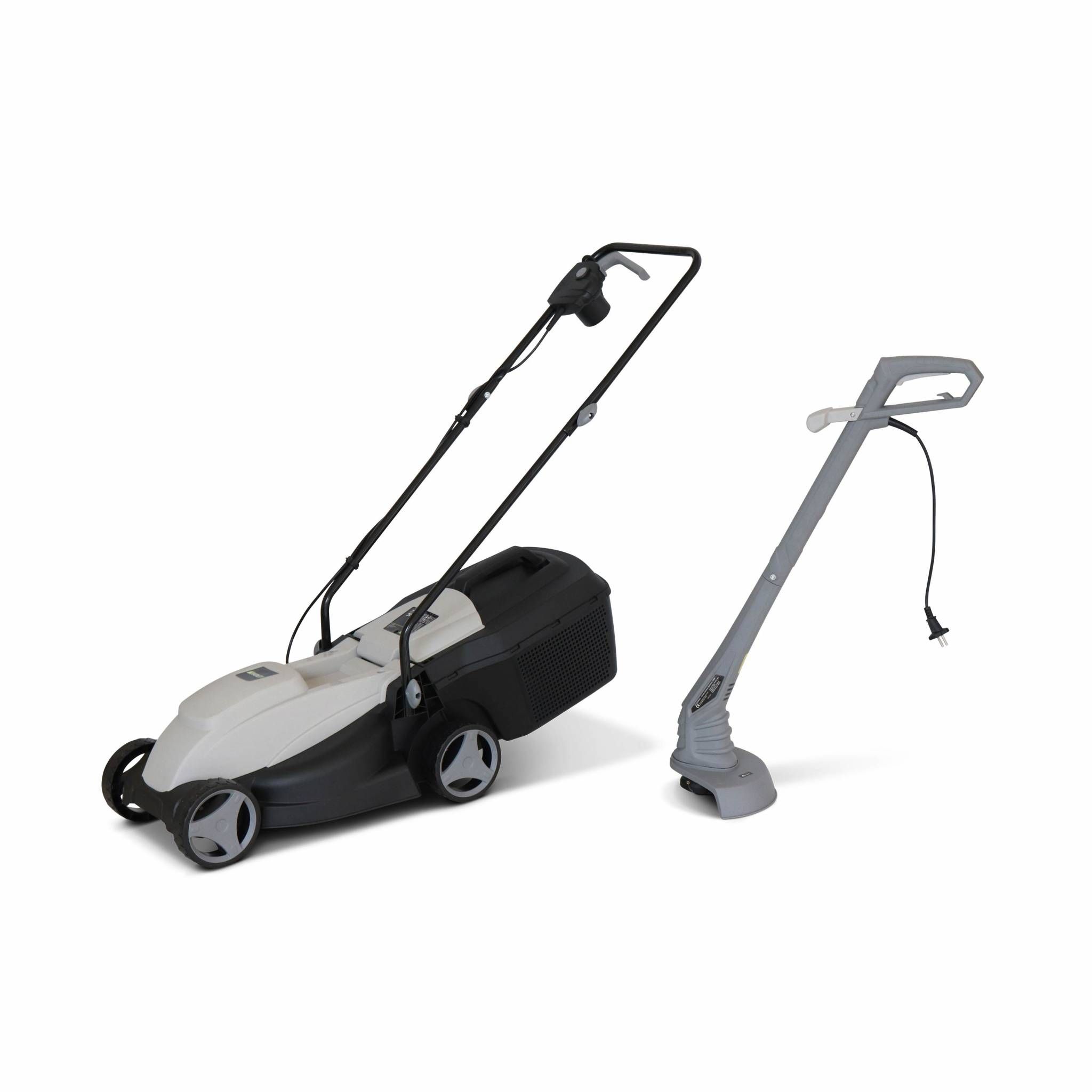 VOLTR - Pack électrique tondeuse à gazon Ø32cm 1300W + débroussailleuse Ø22cm 250W - Collecteur herbe, coupe bordures, ensemble