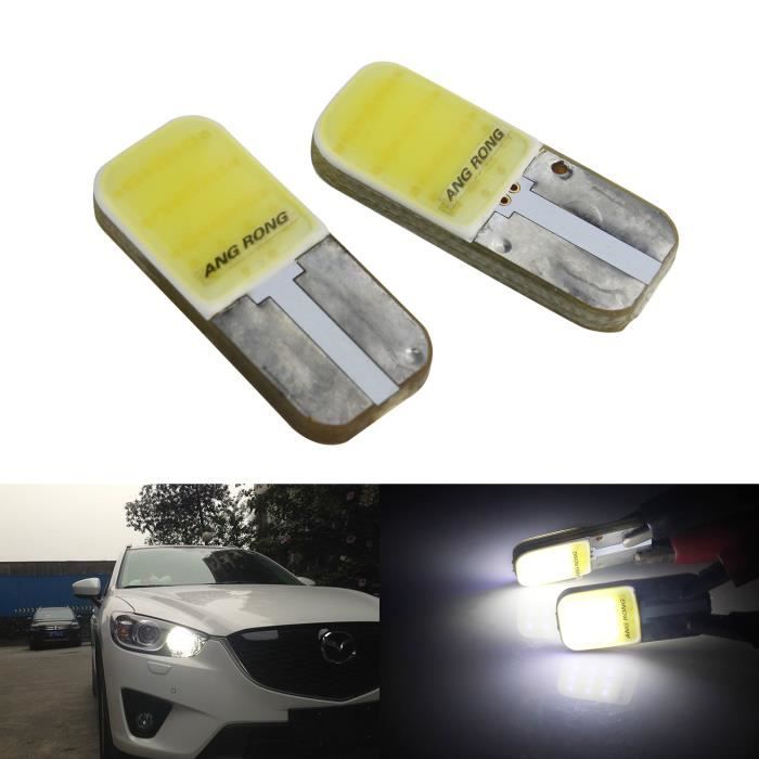 2x Ampoules Veilleuses LED T10 W5W COB Blanc LED Numéro de licence Plaque Canbus Anti Erreur Moto Voiture