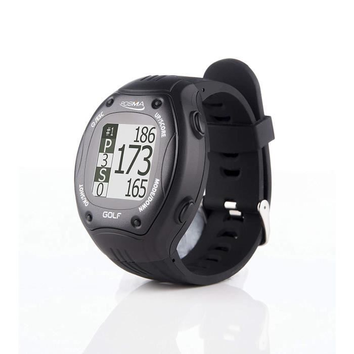 POSMA GT1+ GPS Montre Golf noire, Entraîneur de golf , télémètre, Cours de golf préchargés