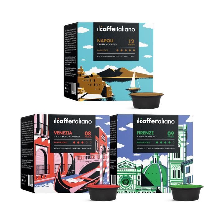 120 Capsules de Kit dégustation café compatibles avec machines Lavazza A Modo mio - A modo mio 120 x Dosettes - Il Caffè Italiano