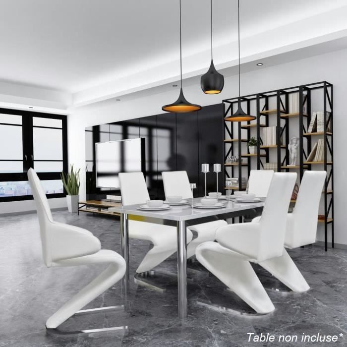 Ensemble 6 chaises en simili cuir de cuisine salon salle à manger Design blanc