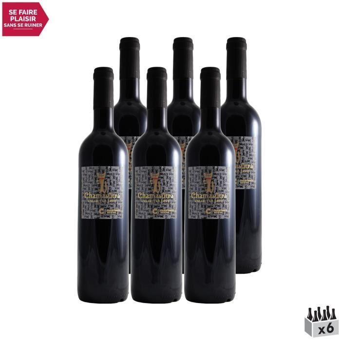 Gard Chamasutra Rouge 2021 - Lot de 6x75cl - Cellier des Chartreux - Vin IGP Rouge du Languedoc - Roussillon - Cépages Merlot, Syrah