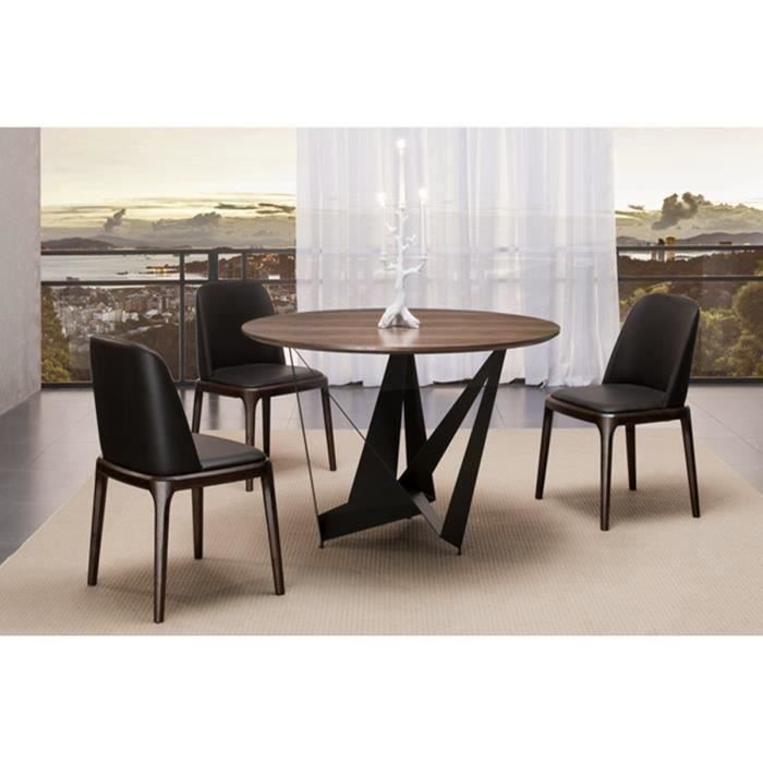 Table à manger ronde design marron en bois - Antas - DESIGNETSAMAISON