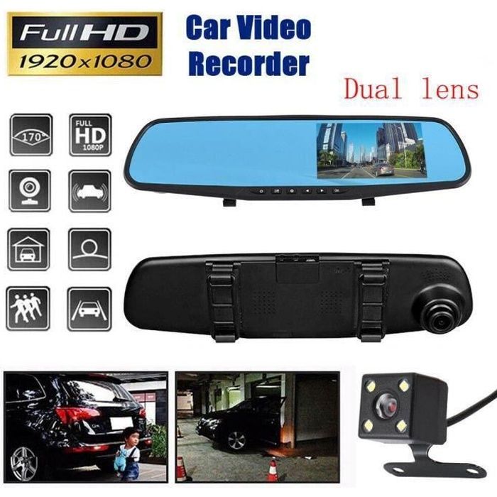 4,3 '' HD voiture double objectif DVR Dash Cam enregistreur vidéo caméra miroir avant et arrière Dream2362