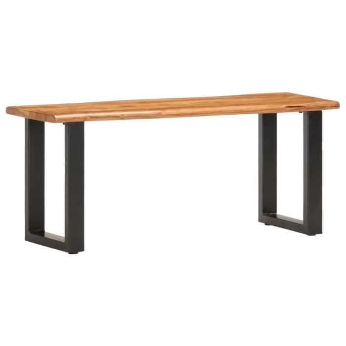 Banc Style Industriel au bord naturel du bois - Bois d'acacia solide & Pieds en acier - 110 x 35 x 46 cm