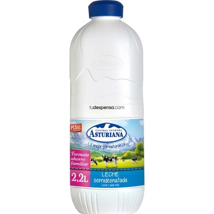 Central Lechera Asturiana 8410297110986, 2200 ml, Lait demi-écrémé, Espagne, 190 kcal, 1,55 g, 1 g