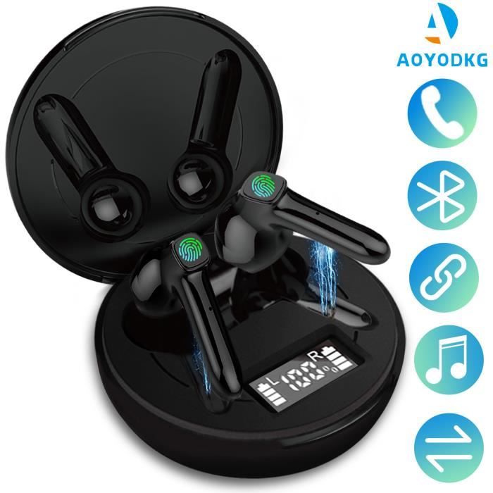 Ecouteur Bluetooth sans Fil Oreillette -Bluetooth 5.0 Stéréo mini Écouteurs-pour Android-Samsung-iPhone-Windows-étui de Chargement
