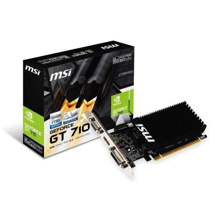 MSI GT 710 2GD3H LP Carte Graphique Nvidia GT710 954 MHz 2048 Mo PCI Express Noir