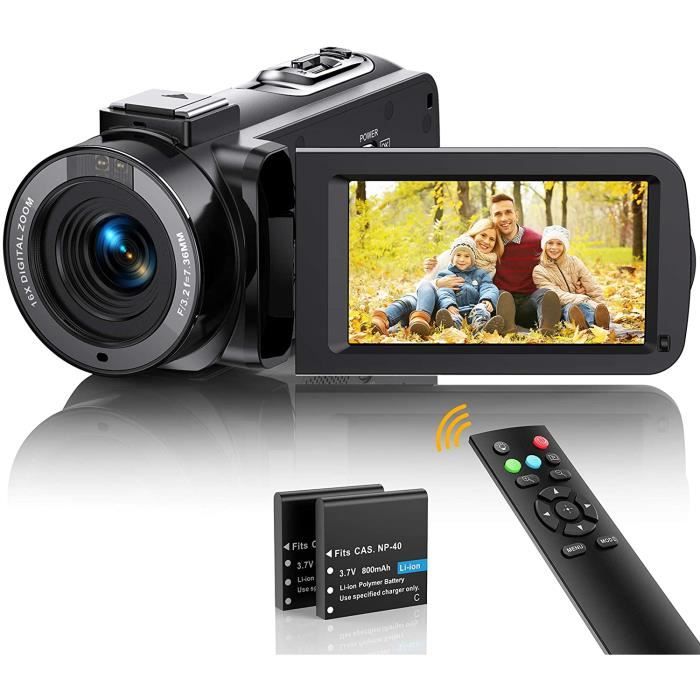 Caméscope Caméra Vidéo FHD 1080P 36MP 30FPS Vlogging Caméra pour Youtube Version Nuit IR Zoom Numérique 16X Camescope 3.0'' 270°