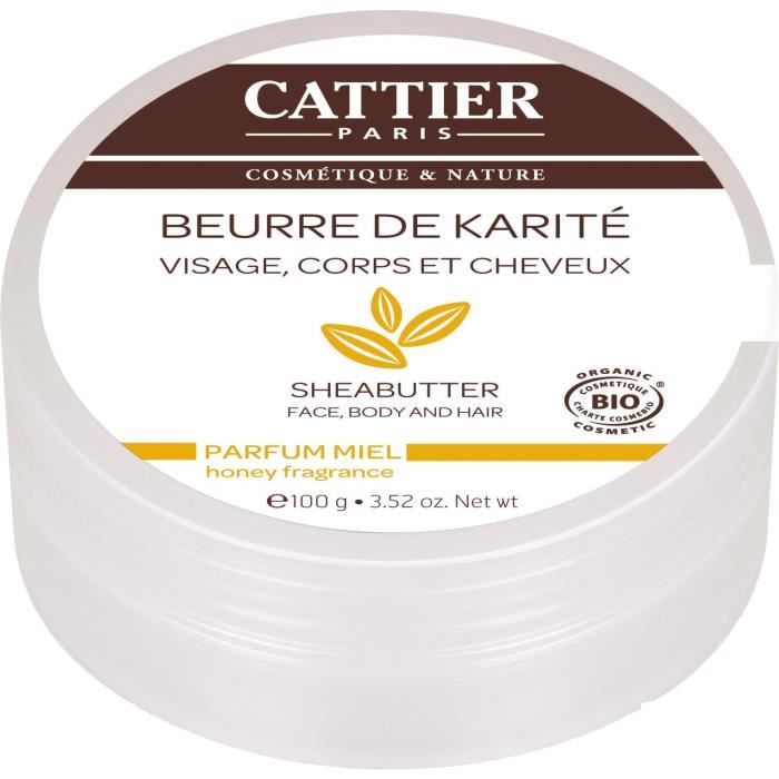 CATTIER Beurre de Karité Bio Parfum Miel 100 g