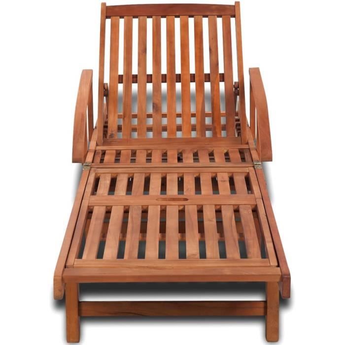 BEL Chaise longue Bois d'acacia massif 200 x 68 x 83 cm