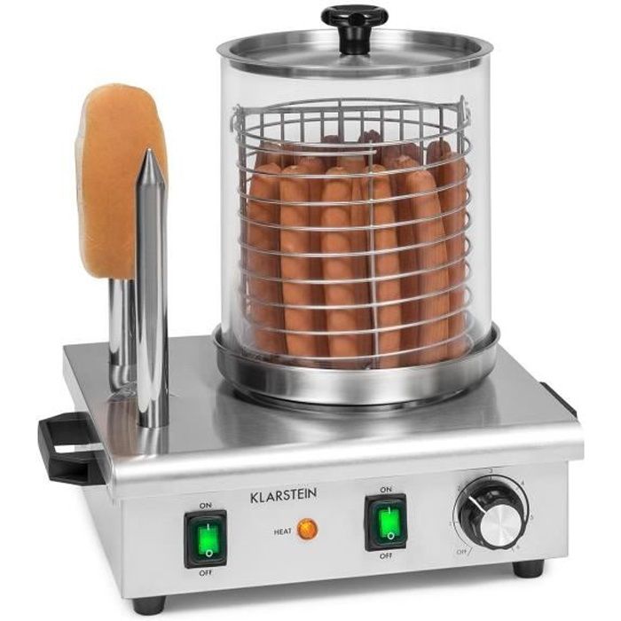 Klarstein Wurstfabrik Pro 550 Machine à hot dogs 550W - Capacité 5 L - Température réglable en continu 30-100°C - Verre & inox