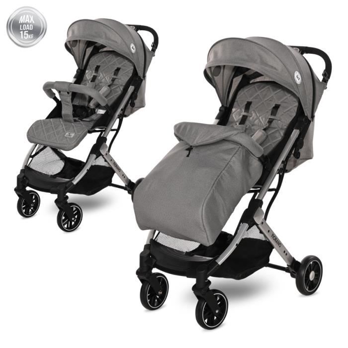 LORELLI Fiorano - Poussette canne citadine ultra compacte - Avec couvre jambes - Jusqu'à 15Kg - Gris