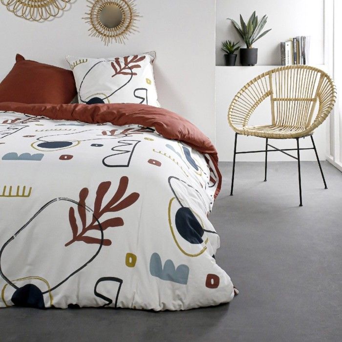Housse de couette 240x260 Sunshine Kohama + 2 taies 100% coton 57 fils Rouge