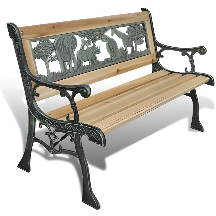 Superbe Banc de Jardin en Fonte Design Animaux 80 x 24 cm