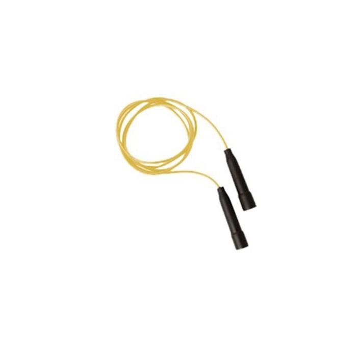 Corde à sauter en PVC avec poingée de couleur jaune, 2.20 m réglable en longueur