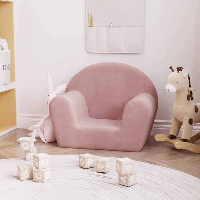 vidaXL Canapé pour Enfants Mini-canapé avec Housse Amovible Canapé pour Tout-petits Meuble de Chambre dEnfant Rose 356985