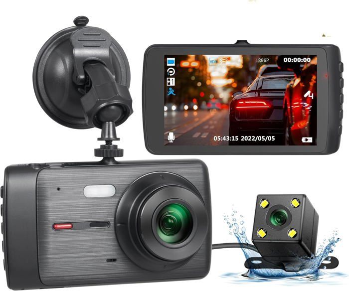 Caméra Voiture Full HD 1080P - 170° Vision Nocturne, Détection Mouvement, Anti-chocs