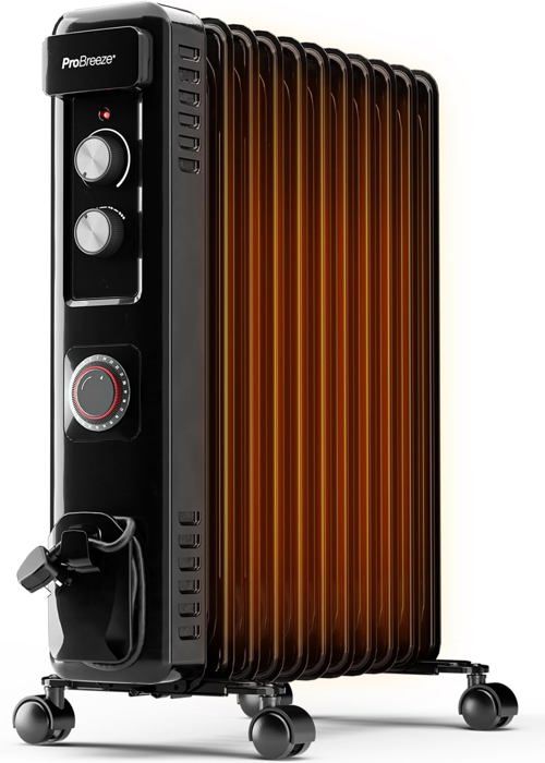 Radiateur à Bain D'Huile 2500W Pro Breeze - Chauffage Économique Avec Écran Digital Et Minuteur