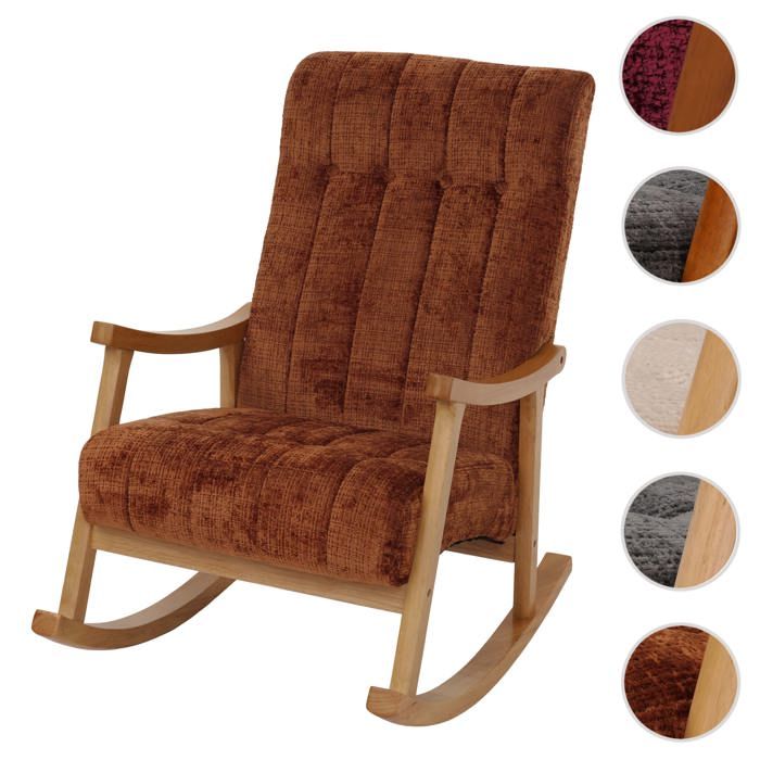 MCW Fauteuil à bascule MCW-K10 chenille (465g/m²) terracotta piètement naturel