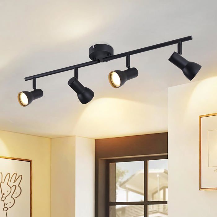 Spots De Plafond Plafonnier 3 Spots Saso Métal Noir GU10 - BRILLANT Spot Encastrable Gu10