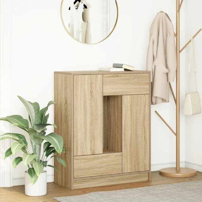 vidaXL Buffet avec tiroirs et portes chêne sonoma 73x31x90 cm meuble de rangement armoire de buffet meuble dentrée 861852