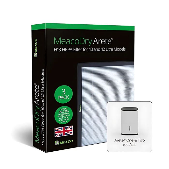 Filtre HEPA - MEACO - Arete H13 - Pack de 3 - Compatible Déshumidificateurs 10L et 12L - Élimine Allergènes