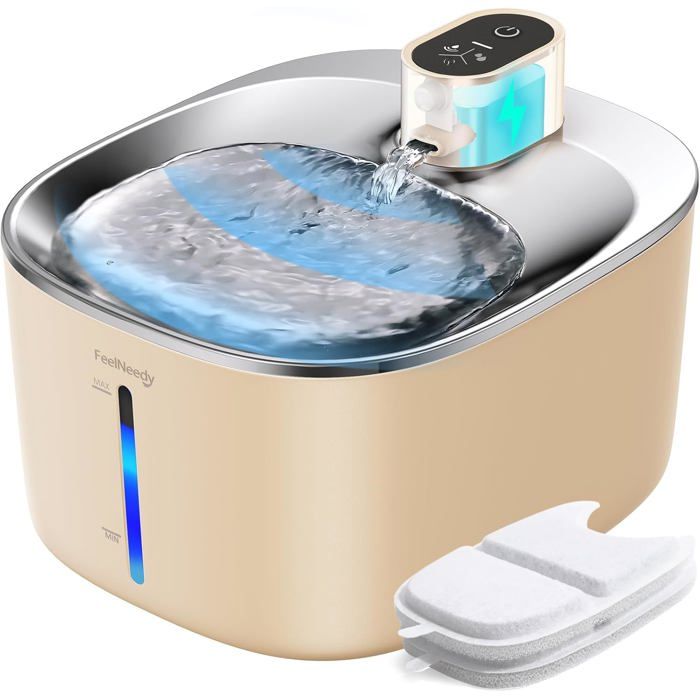Comparer les prix de FLEUVE-Fontaine a eau pour chat-Fontaine à eau sans fil 4L batterie rechargeable 4000mAh détecteur de mouvement 2 filtres