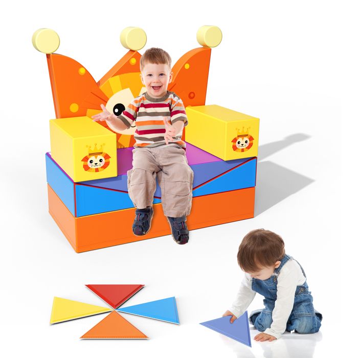 EROMMY Blocs De Construction En Mousse – Escalade Et Motricité – Revêtement Cuir PU, Antidérapant – 5 Formes – Dès 1 An