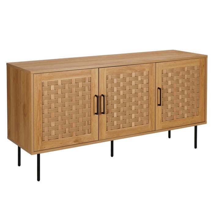 Buffet 3 portes scandinave rectangulaire L150 cm bois Noah - Oviala Buffet 3 portes scandinave rectangulaire L150 cm bois Noah - Oviala