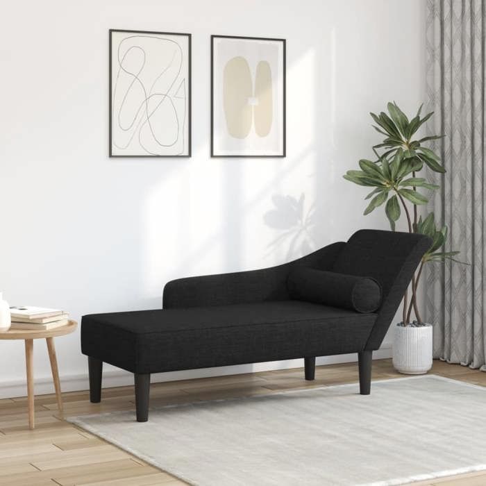 Printemps/été 2025 Chaise longue VIDAXL avec coussins noir tissu - 141x55.5x66.5 cm LV6325