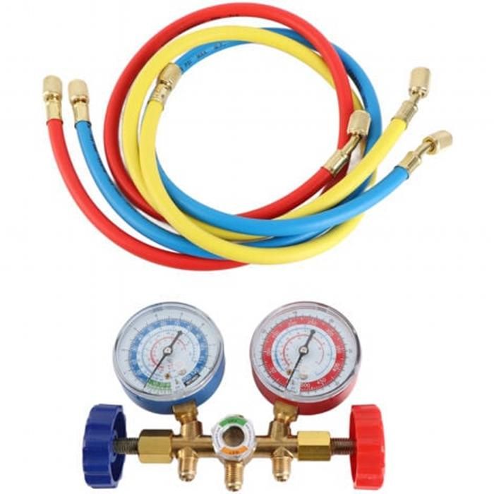 Manifold de réfrigérant Jauge de réfrigérant Tuyaux de charge de réfrigérant de climatisation avec jauge pour R12 R22 R404A R134A