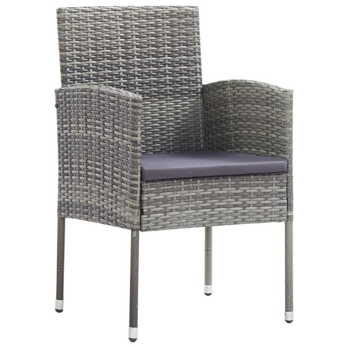 Chaises de jardin en résine tressée - vidaxl - Gris foncé - Coussins inclus - 52x56x88 cm - Accoudoirs - Lot de 2