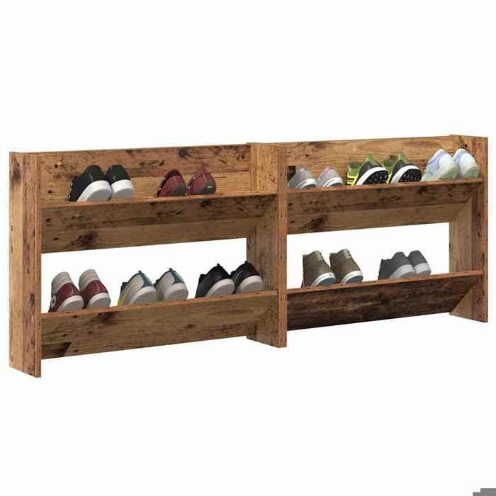 PROMOTION Cabinet/meuble à chaussures Banc à chaussures industriel 2 pcs Bois ancien 80x18x60 cm 514914