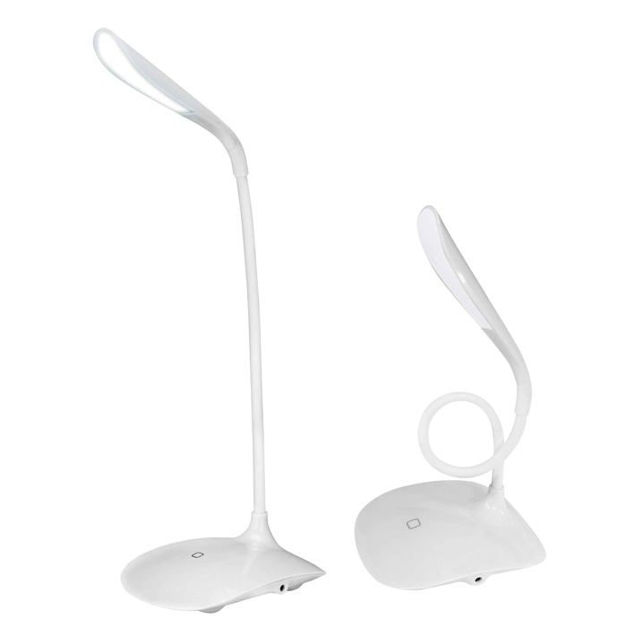 Lampe de bureau LED - Eaxus - Tactile - USB ou piles - Flexible - Graduable - Blanc - 17x10x30 cm