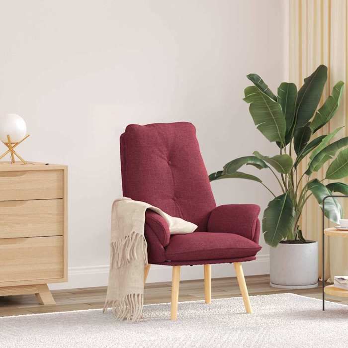 NEW 2026 Fauteuil-chaise simple - 1 pc - Poids maximal: 110 kg - Bordeaux 69x74x93 cm Tissu et Contreplaqué L6671