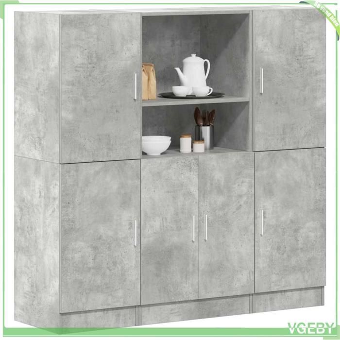 Ensemble darmoires de cuisine - 3324154 - gris béton - bois dingénierie - 133 x 415 x 1315 cm