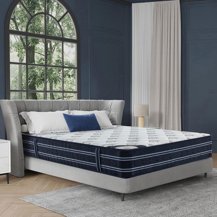 Matelas 140x190 cm Premium Ép 28cm Ultra Respirante Hybride Mousse RH + Mémoire de Forme Haute Résilience 10 Zones de Soutien