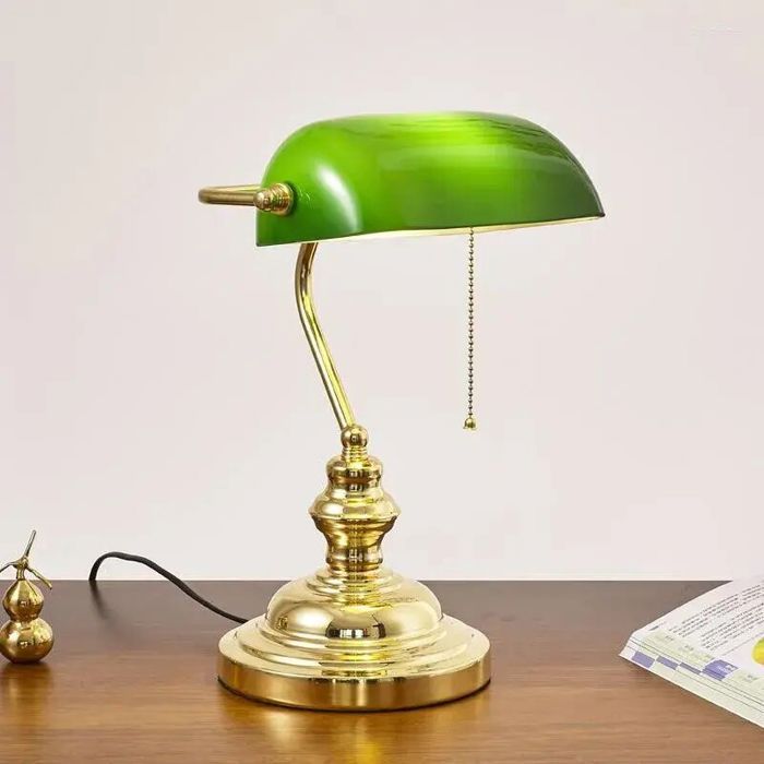 Lampe à poser Lampe de banquier ancienne Vert