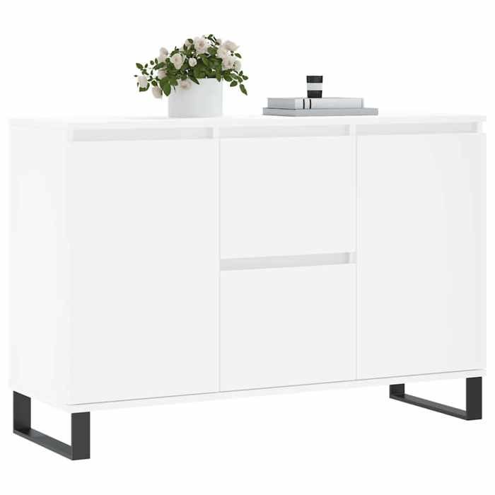 (13336)Commode - contemporain - Buffet rangement - blanc 101 5x35x70 cm bois dingénierie poid:30 kg