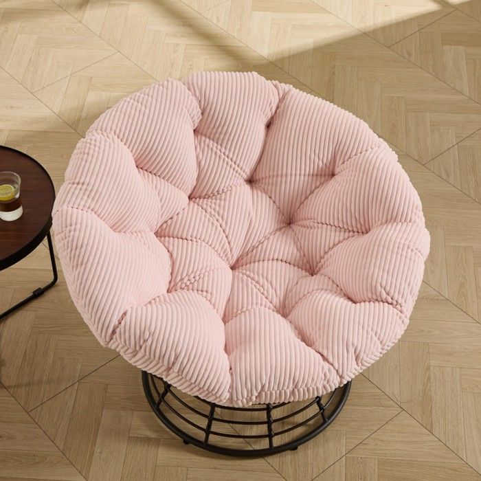 Fauteuil Rond Rotin 92x92x67cm Pivotant 360° Coussin Velours Rose Confort Salon Jardin Intérieur Extérieur Pratique Fauteuil Rond Rotin 92x92x67cm Pivotant 360° Coussin Velours Rose Confort Salon Jardin Intérieur Extérieur Pratique