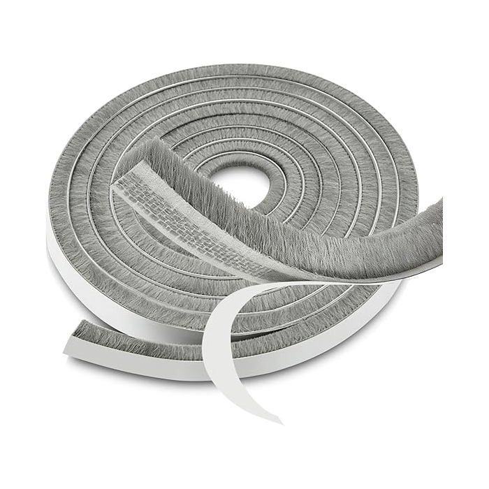 9 M Joint Brosse Porte Coulissante Joint Porte Entree Autocollant 9 mm(B) x9 mm(D) Joints Fenetre Isolation Gris Gris 9x9m GOMMETTE