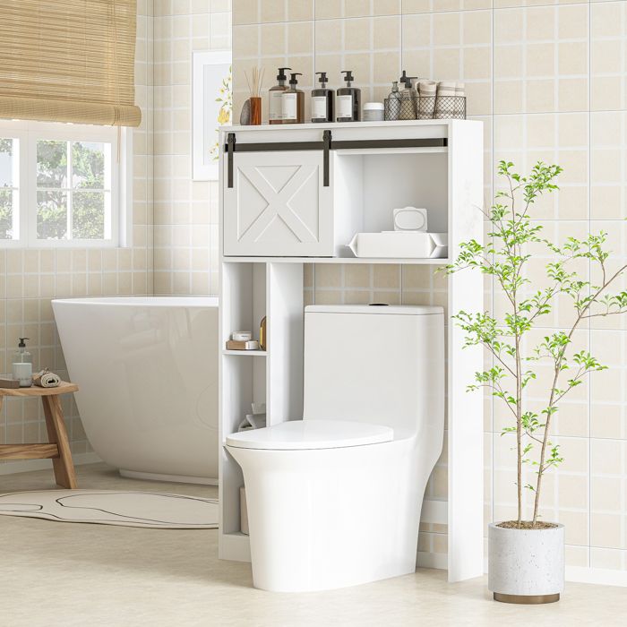 Étagère de salle de bain - PAGE Living - porte coulissante - 6 compartiments - étagère réglable