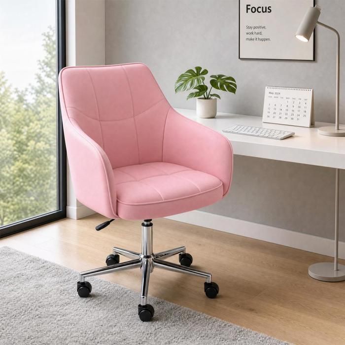 ViYi.Chaise De Bureau À Roulettes - Hauteur Du Dossier:45cm - Chaise de Bureau Pivotant - Réglable en Hauteur (88-95)cm - Rose