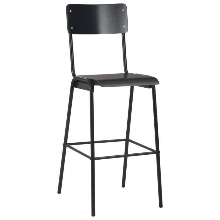 Les SoldesChaises de bar Tabourets Cuisine - (4 pcs) - 4 personnes - noir contreplaqué solide et acier(415x59x1165 cm) wzz68