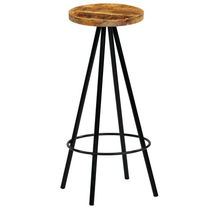 Les SoldesChaises de bar Tabourets Cuisine - (4 pcs) - 4 personnes - bois de manguier solide(30x76 cm (DiamètrexH)) dee83l