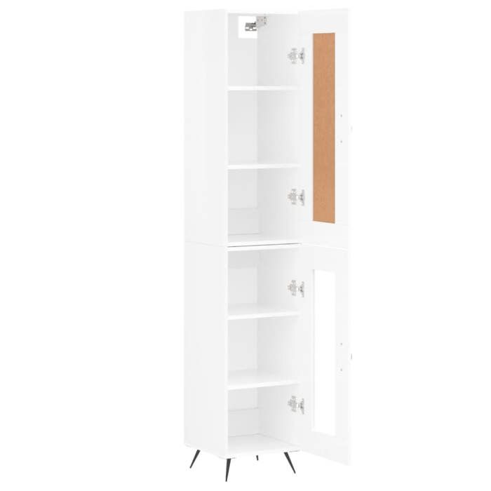 Blanc Commode Salon CHIC Buffet haut/armoire latérale Blanc brillant 34 5x34x180 cm Bois dingénierie N11379