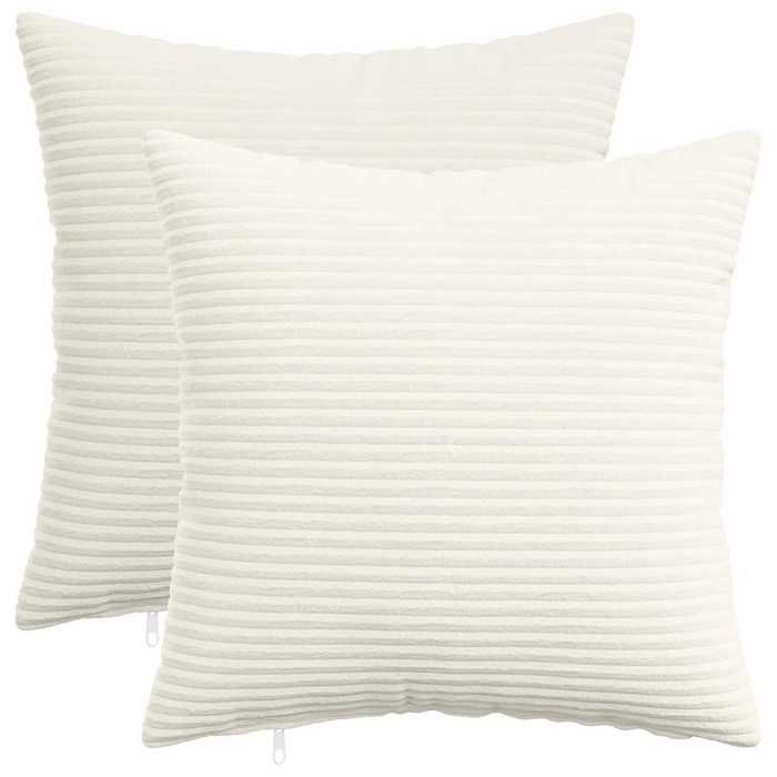 vidaXL Housse de coussin 2 pcs HEERLEN Crème 45 x 45 cm velours côtelé 910393