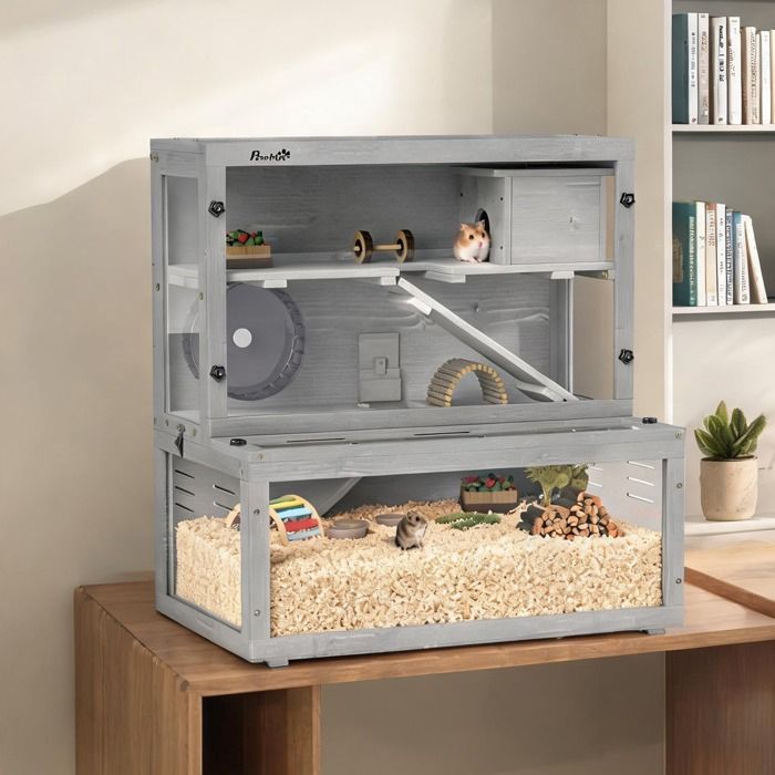 31.5 x 19.7 x 33.1 in and 80x50x84 cm Hamster Hutches and Cages with Gris Bois De Sapin